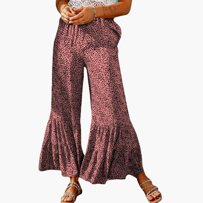 Women's High Waist Palazzo Pants Elastic Waist Tie Belt