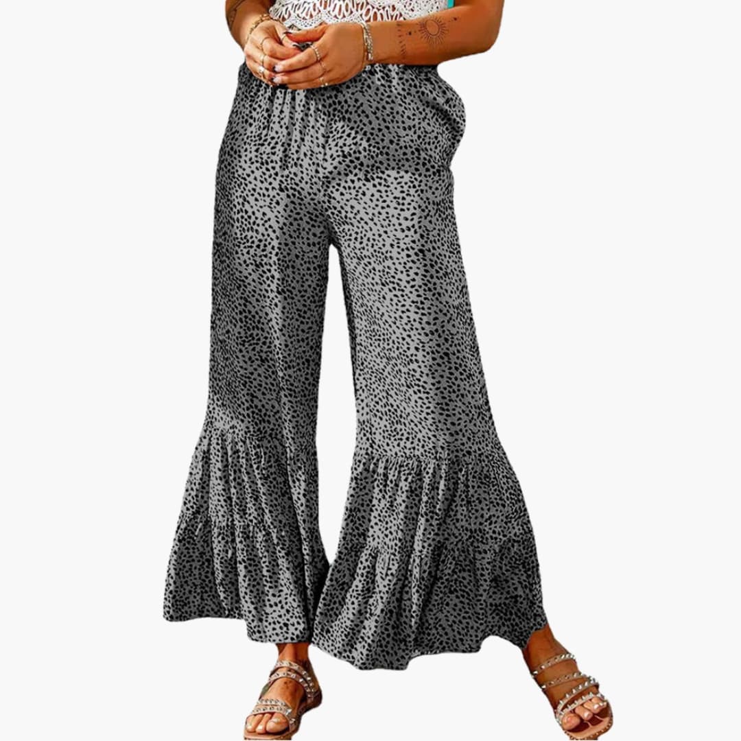 Women's High Waist Palazzo Pants Elastic Waist Tie Belt