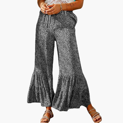 Women's High Waist Palazzo Pants Elastic Waist Tie Belt