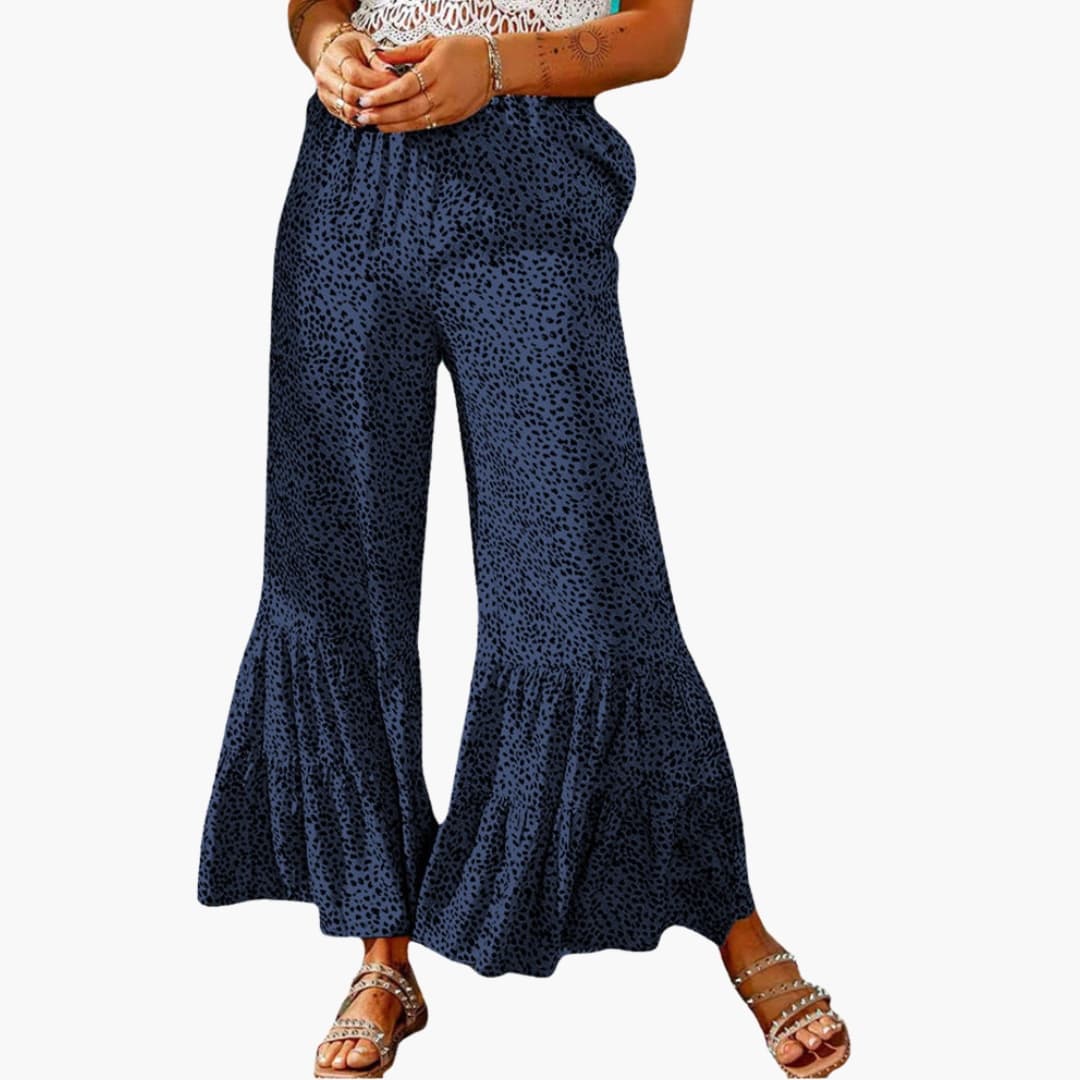 Women's High Waist Palazzo Pants Elastic Waist Tie Belt