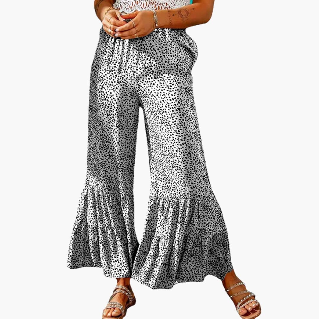 Women's High Waist Palazzo Pants Elastic Waist Tie Belt