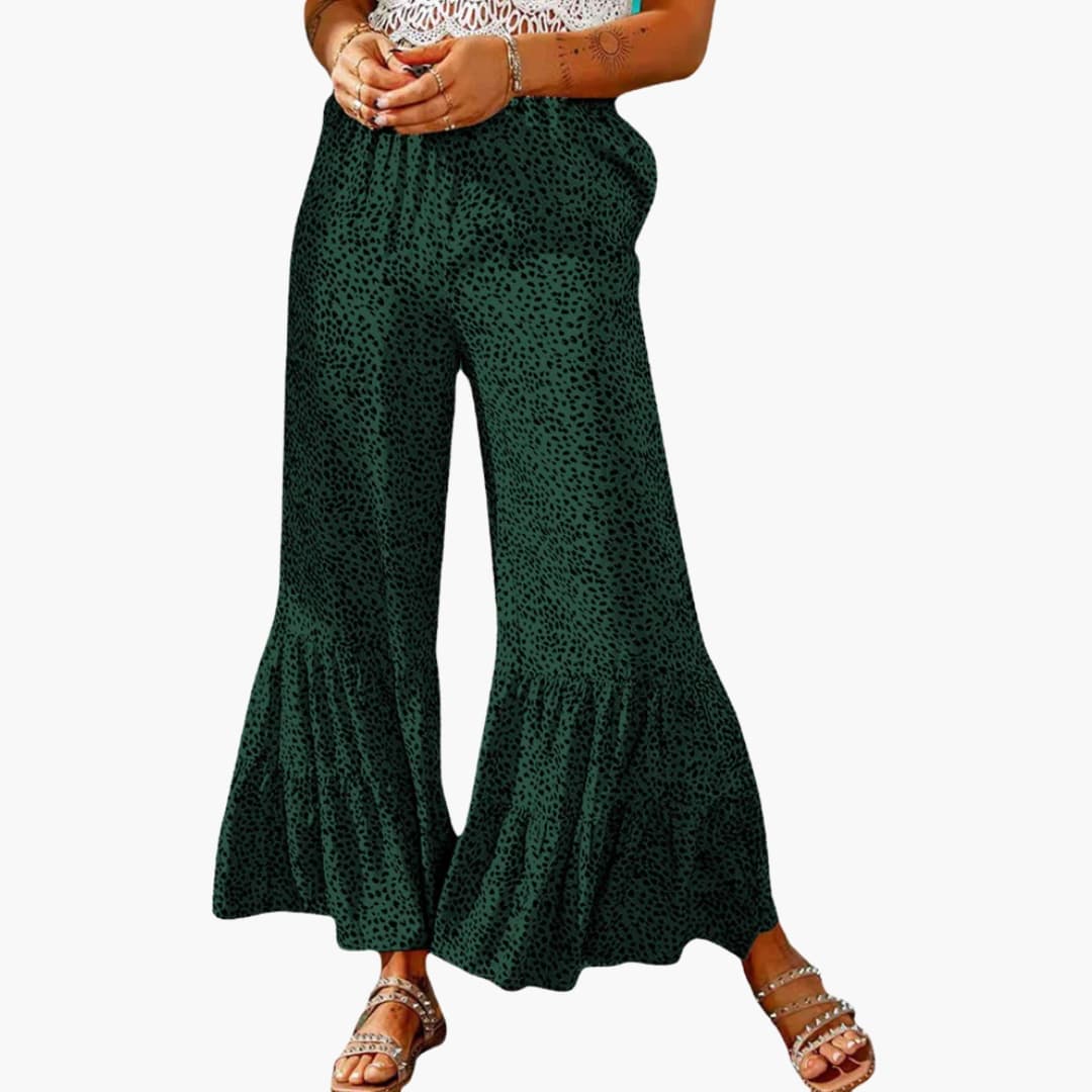 Women's High Waist Palazzo Pants Elastic Waist Tie Belt - VibreMode