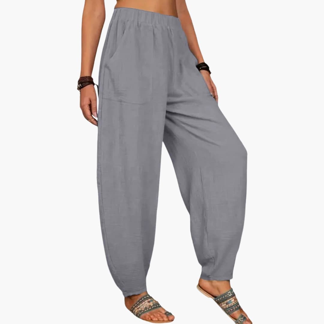 Women's Elastic Waist Palazzo Pants with Side Pockets