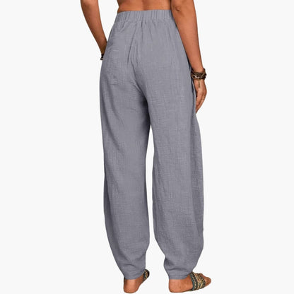 Women's Elastic Waist Palazzo Pants with Side Pockets