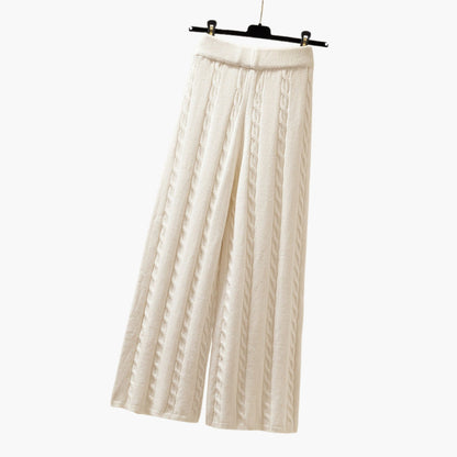 Women's Palazzo Pants Elastic Waist Cable Knit