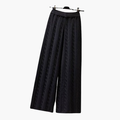 Women's Palazzo Pants Elastic Waist Cable Knit