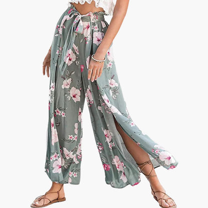 Women's Palazzo Pants Elastic Waist Floral