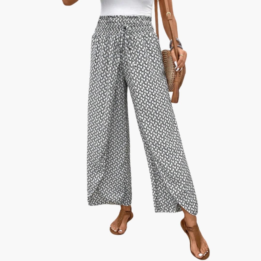 Women's Printed Palazzo Pants Elastic Waistband