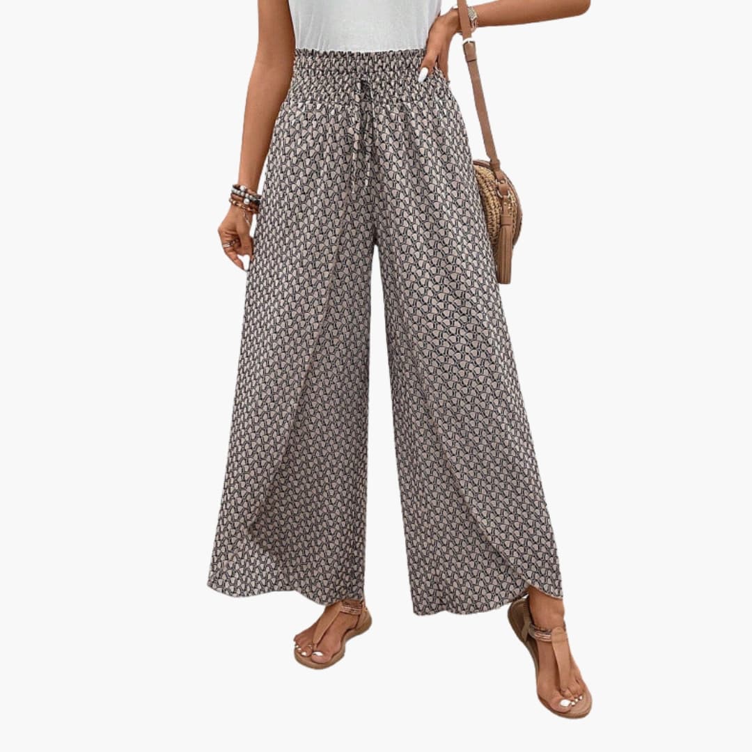Women's Printed Palazzo Pants Elastic Waistband