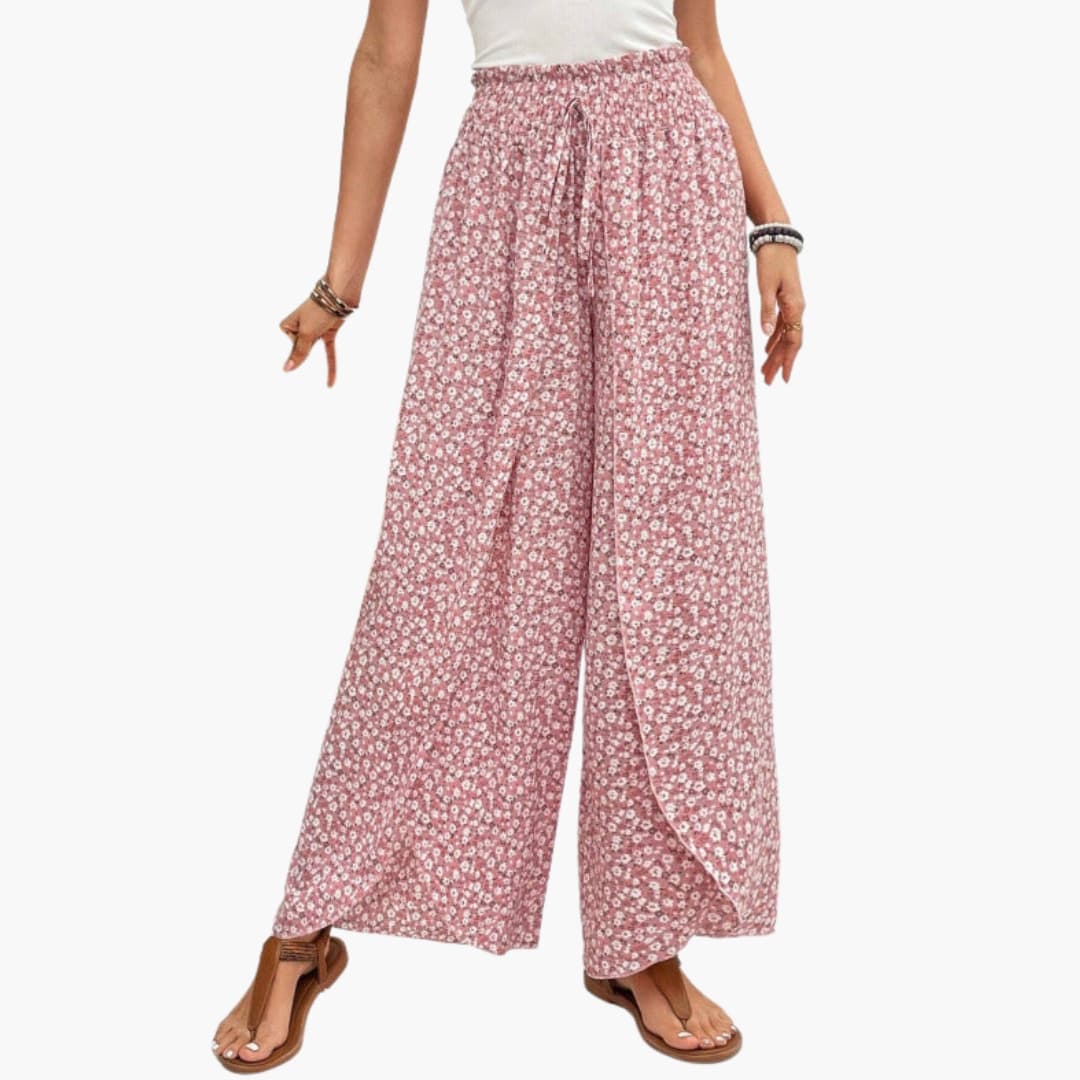 Women's Printed Palazzo Pants Elastic Waistband