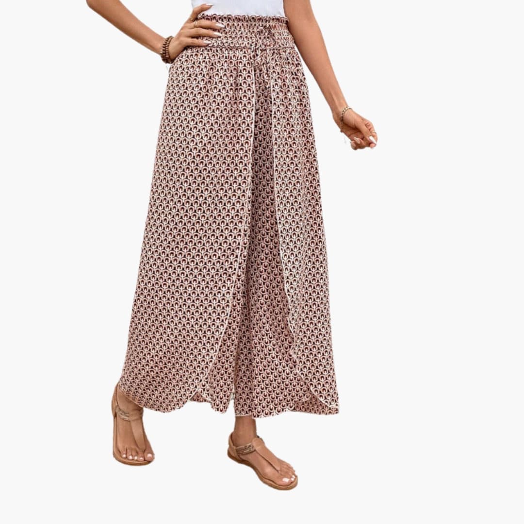 Women's Printed Palazzo Pants Elastic Waistband - VibreMode