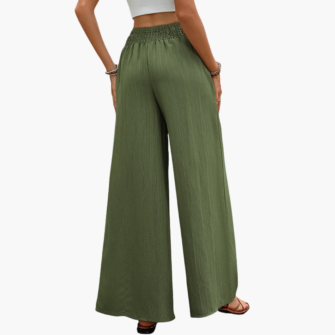 Women's Palazzo Pants Elastic Waist Straight Cut