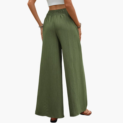 Women's Palazzo Pants Elastic Waist Straight Cut