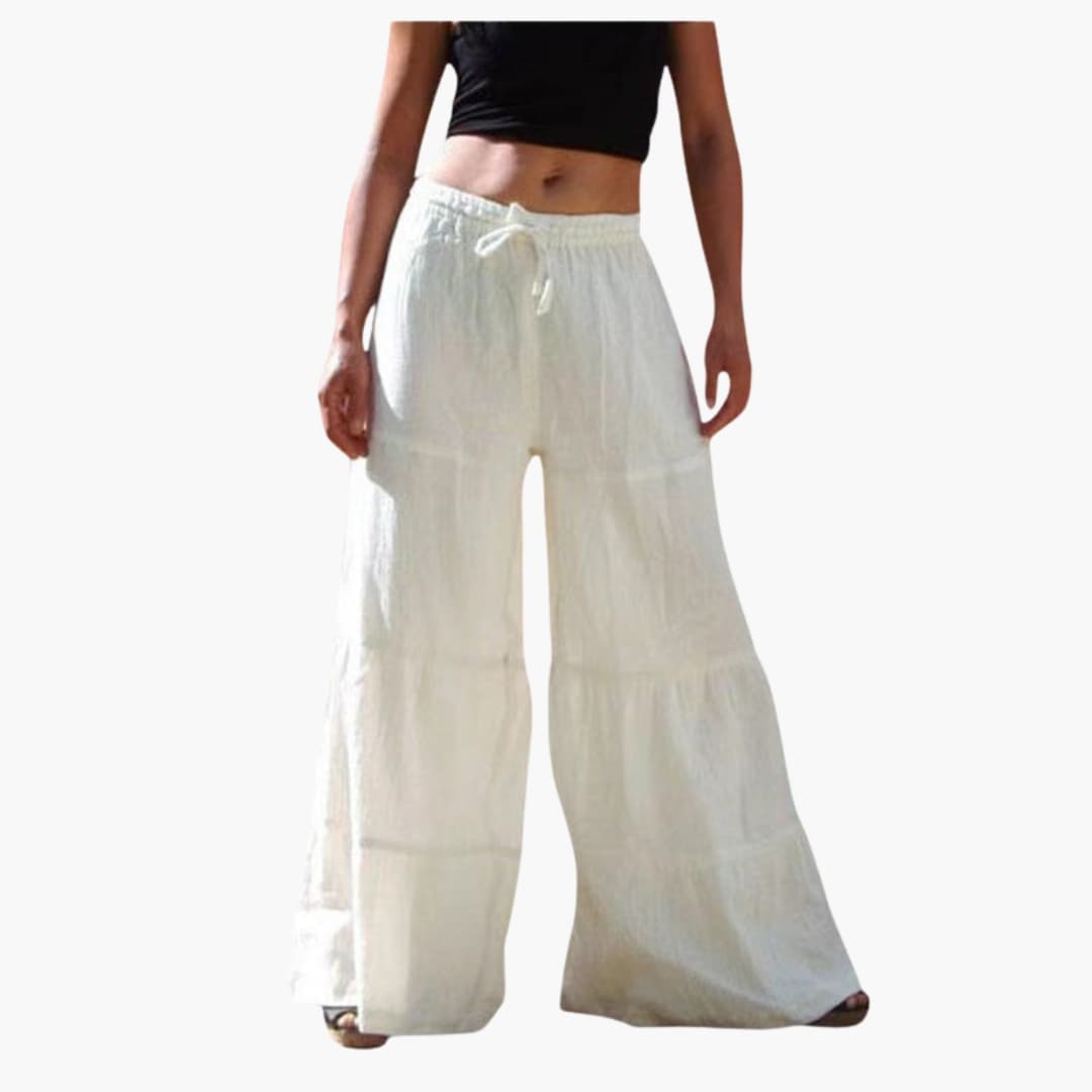 Women's Palazzo Pants Elastic Waist Wide Leg - VibreMode