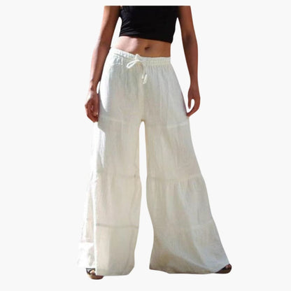 Women's Palazzo Pants Elastic Waist Wide Leg - VibreMode