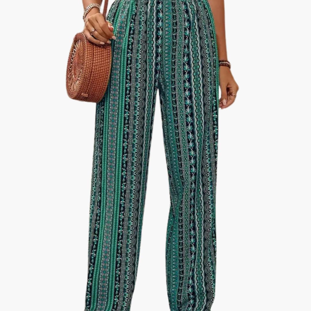 Women's Graphic Print Palazzo Pants Elastic Waistband