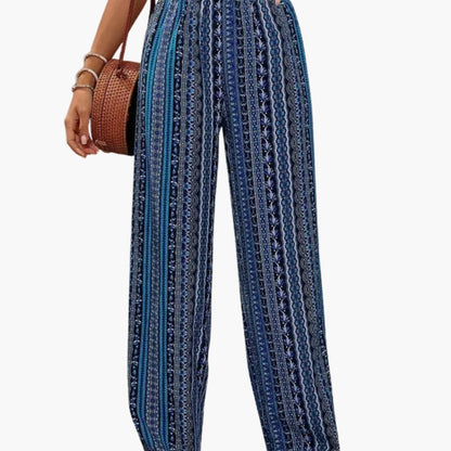 Women's Graphic Print Palazzo Pants Elastic Waistband