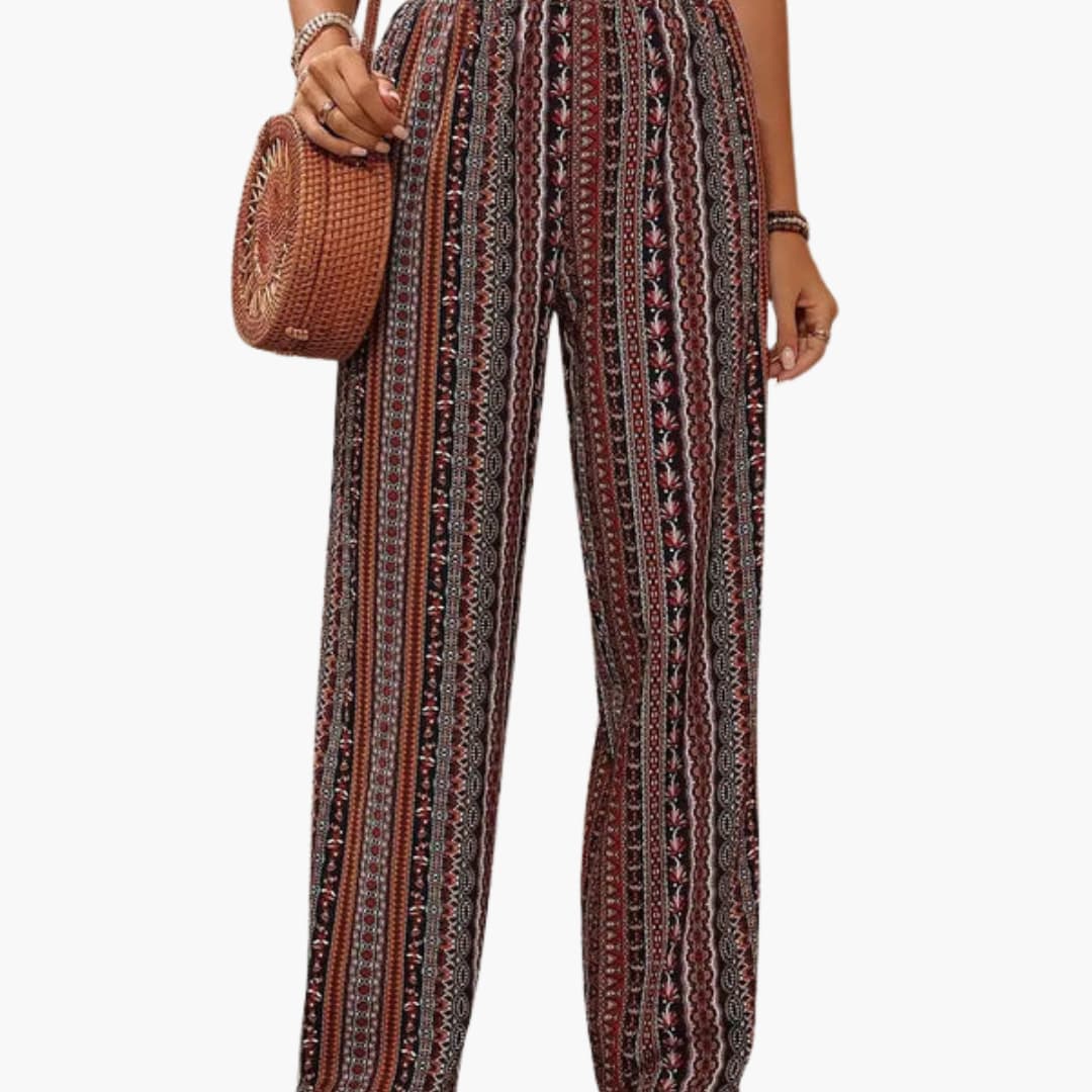 Women's Graphic Print Palazzo Pants Elastic Waistband