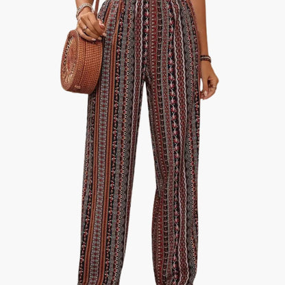 Women's Graphic Print Palazzo Pants Elastic Waistband