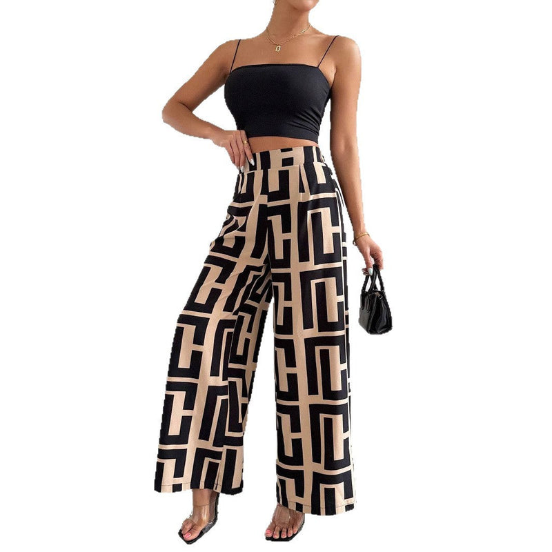 Women's Graphic Print High Waist Palazzo Pants - VibreMode