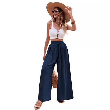 Women's High Waist Palazzo Pants Casual Cotton