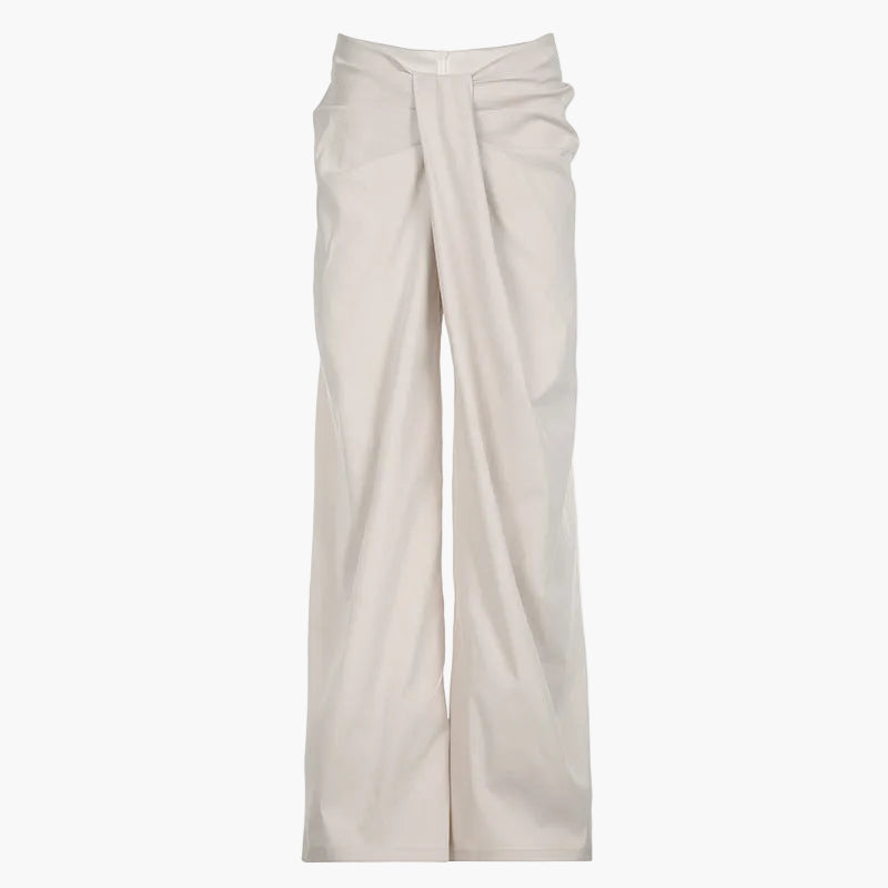 Women's High Waist Palazzo Pants with Front Pleats - VibreMode
