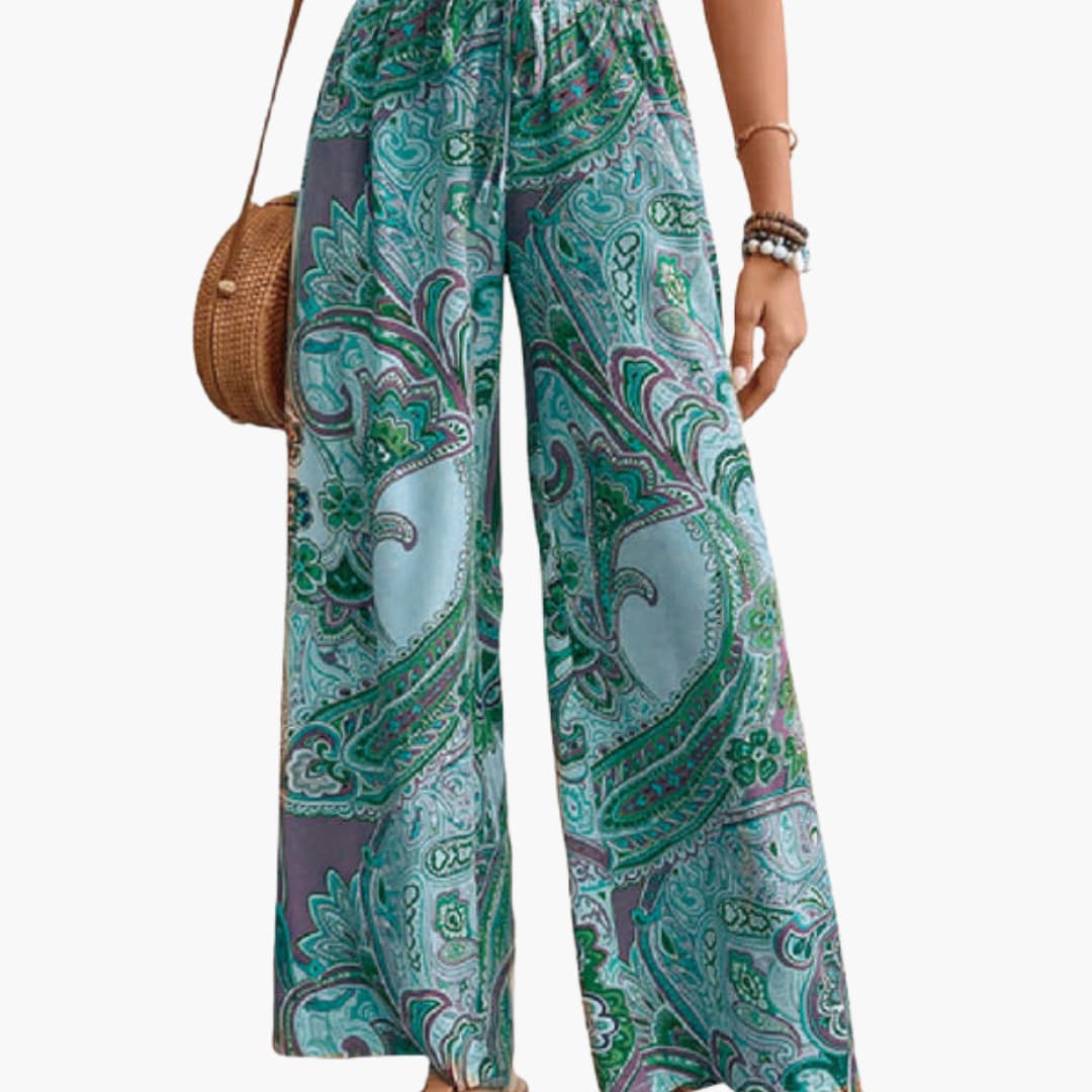 Women's Palazzo Pants Paisley Print Elastic Waistband