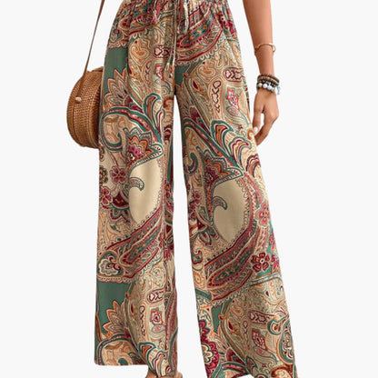 Women's Palazzo Pants Paisley Print Elastic Waistband