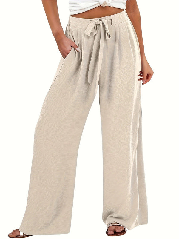 Women's Palazzo Pants Wide Leg Tie Waist