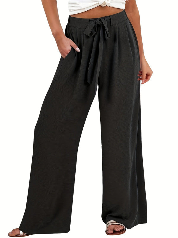 Women's Palazzo Pants Wide Leg Tie Waist