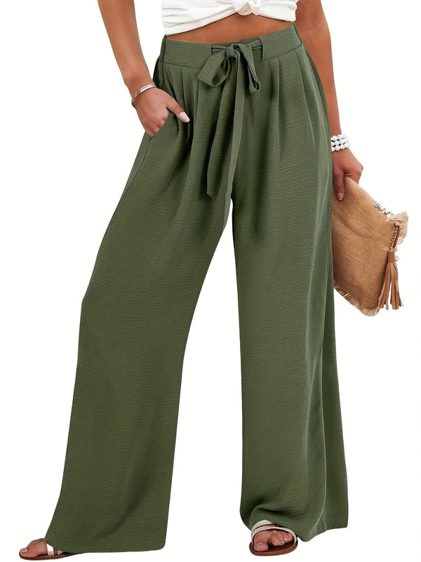 Women's Palazzo Pants Wide Leg Tie Waist