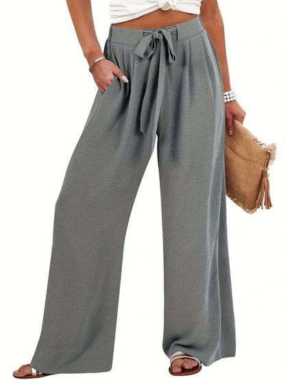 Women's Palazzo Pants Wide Leg Tie Waist