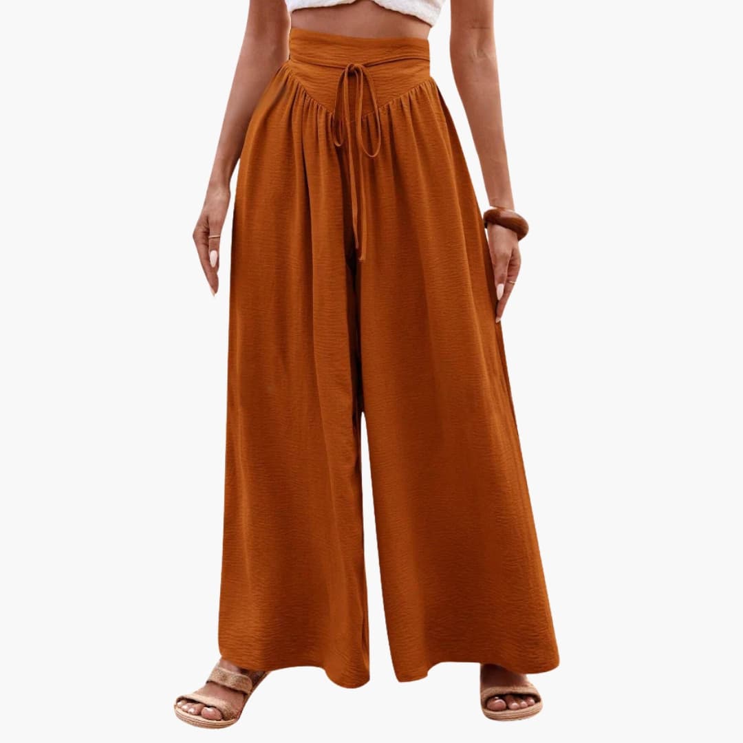 Women's Palazzo Pants Elastic Waist Floral Print