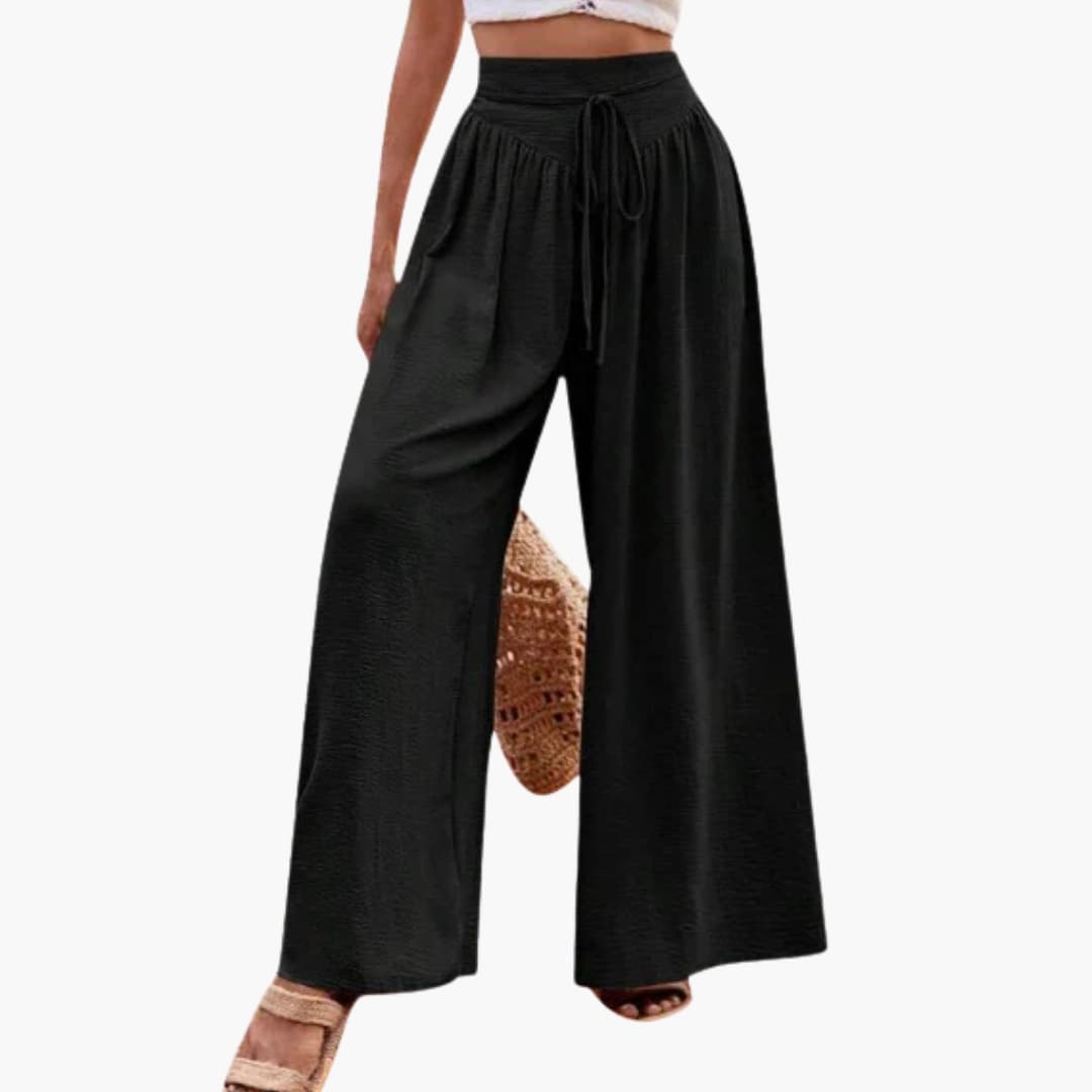 Women's Palazzo Pants Elastic Waist Floral Print - VibreMode