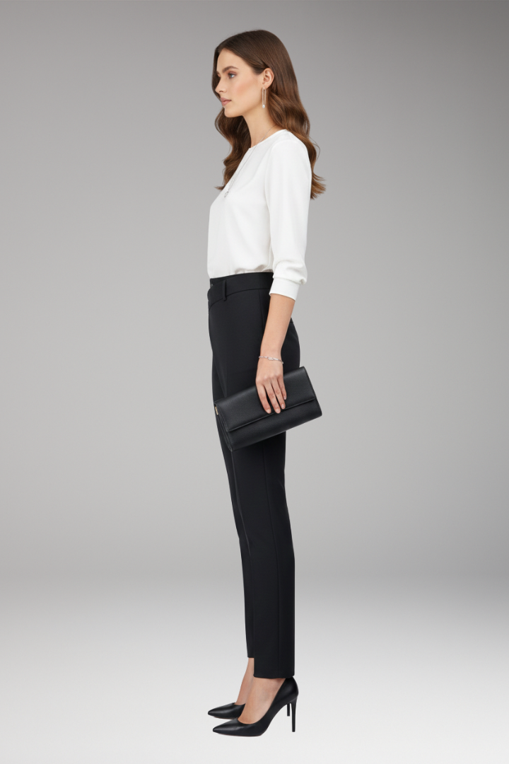 Women's Slim Leg Pants Asymmetric Waistband