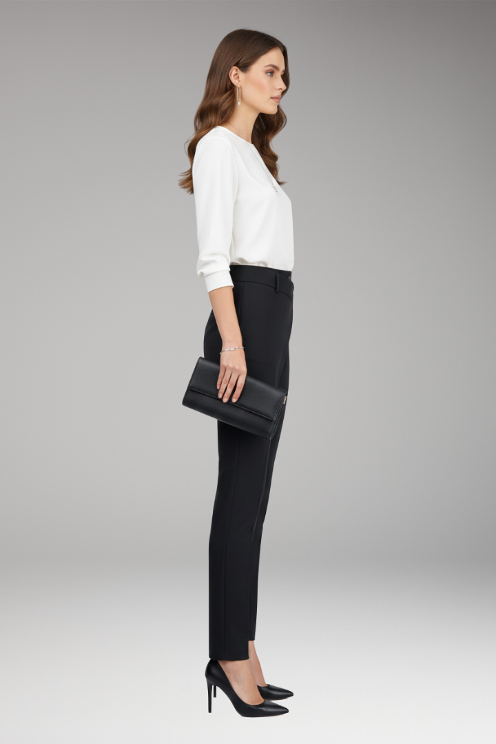 Women's Slim Leg Pants Asymmetric Waistband