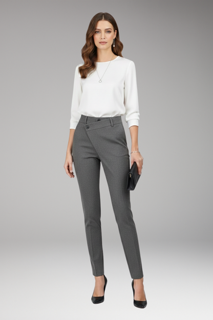 Women's Slim Leg Pants Asymmetric Waistband
