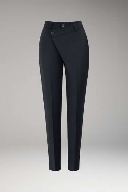 Women's Slim Leg Pants Asymmetric Waistband - VibreMode