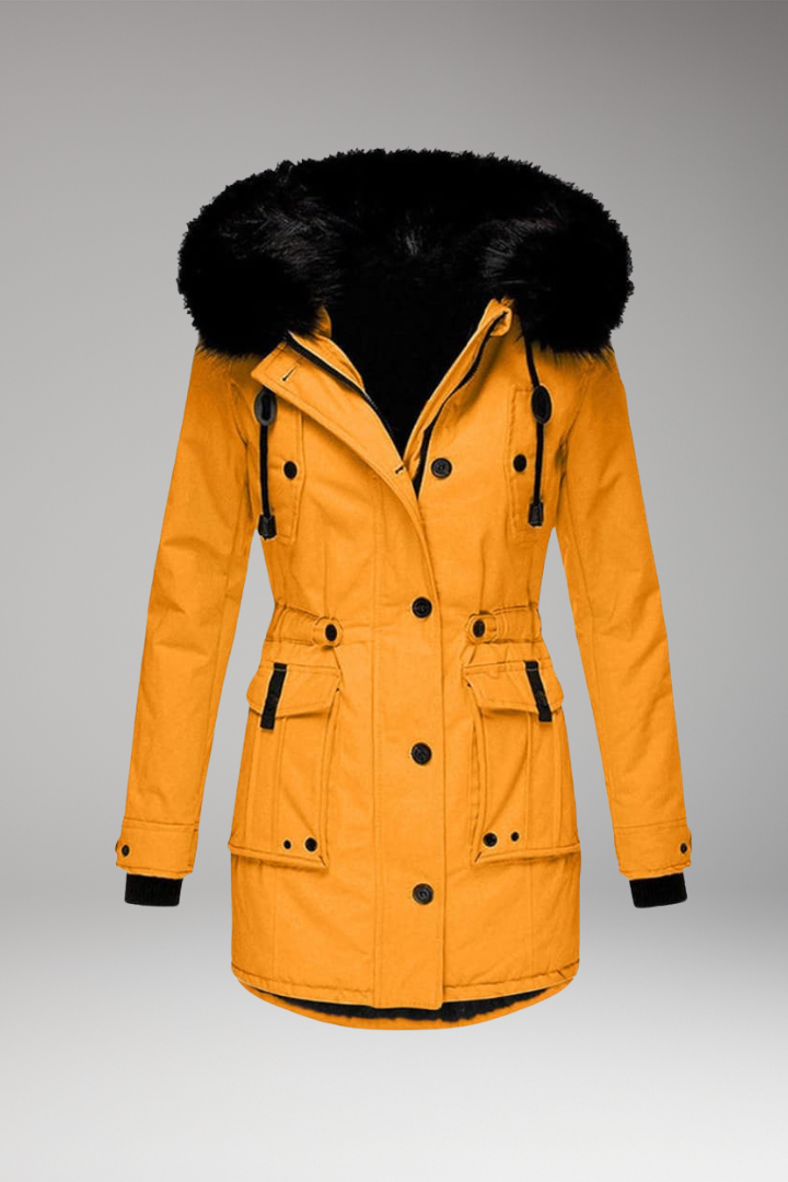 Women's Hooded Parka Jacket Button Front - VibreMode