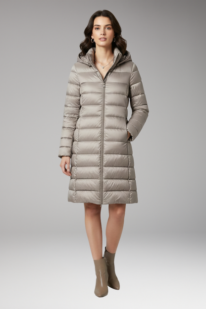 Women's Hooded Parka Jacket Front Zip Closure