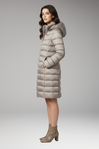 Women's Hooded Parka Jacket Front Zip Closure