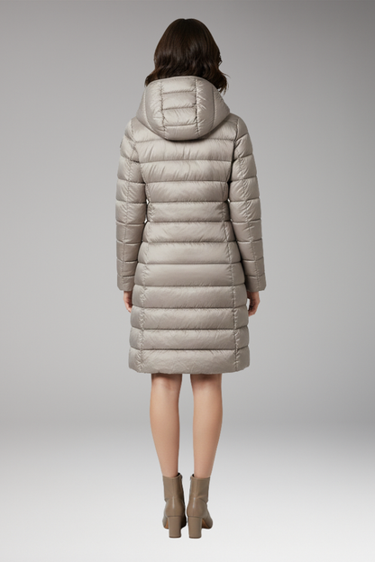 Women's Hooded Parka Jacket Front Zip Closure