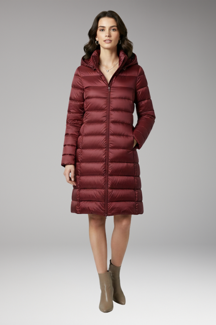 Women's Hooded Parka Jacket Front Zip Closure