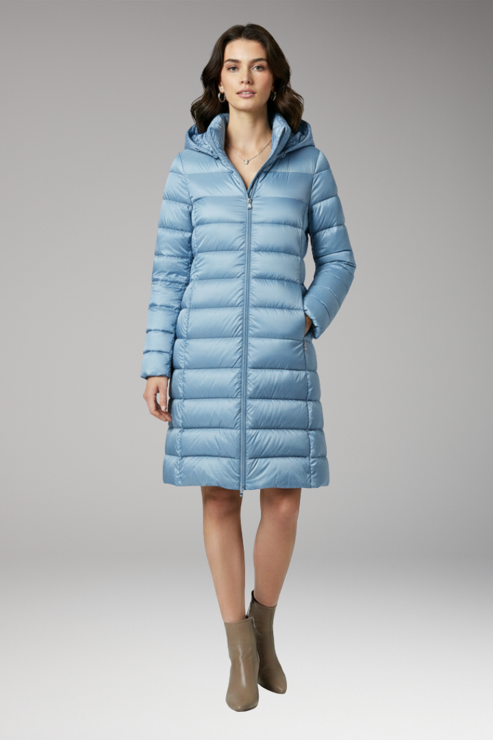 Women's Hooded Parka Jacket Front Zip Closure
