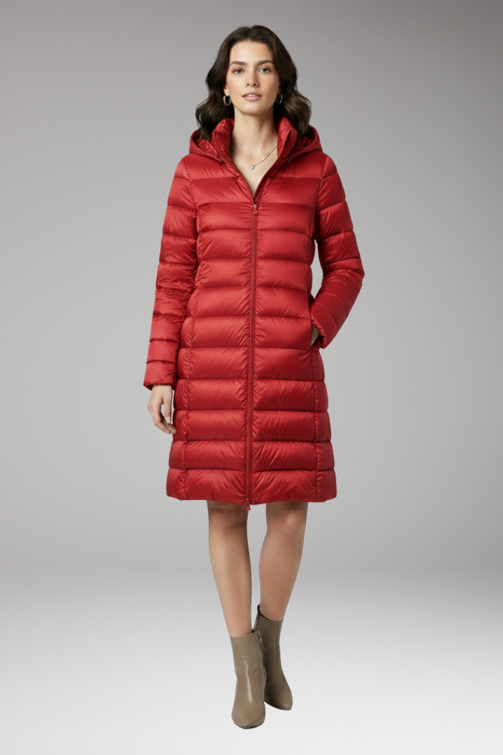 Women's Hooded Parka Jacket Front Zip Closure