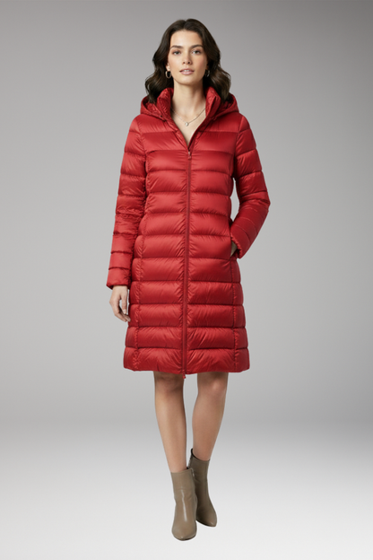 Women's Hooded Parka Jacket Front Zip Closure