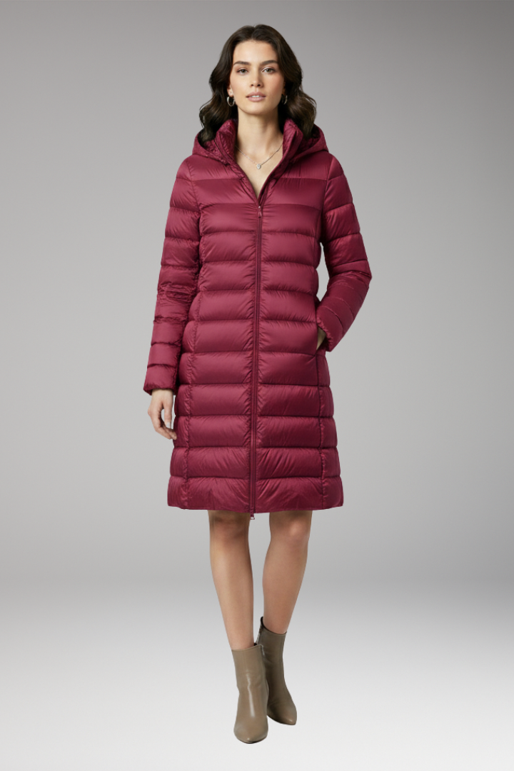 Women's Hooded Parka Jacket Front Zip Closure