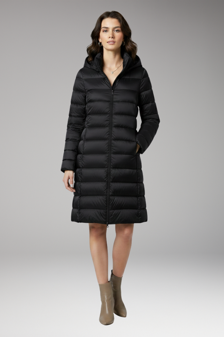 Women's Hooded Parka Jacket Front Zip Closure