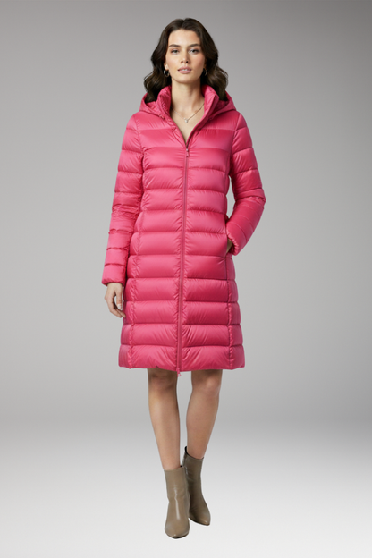 Women's Hooded Parka Jacket Front Zip Closure