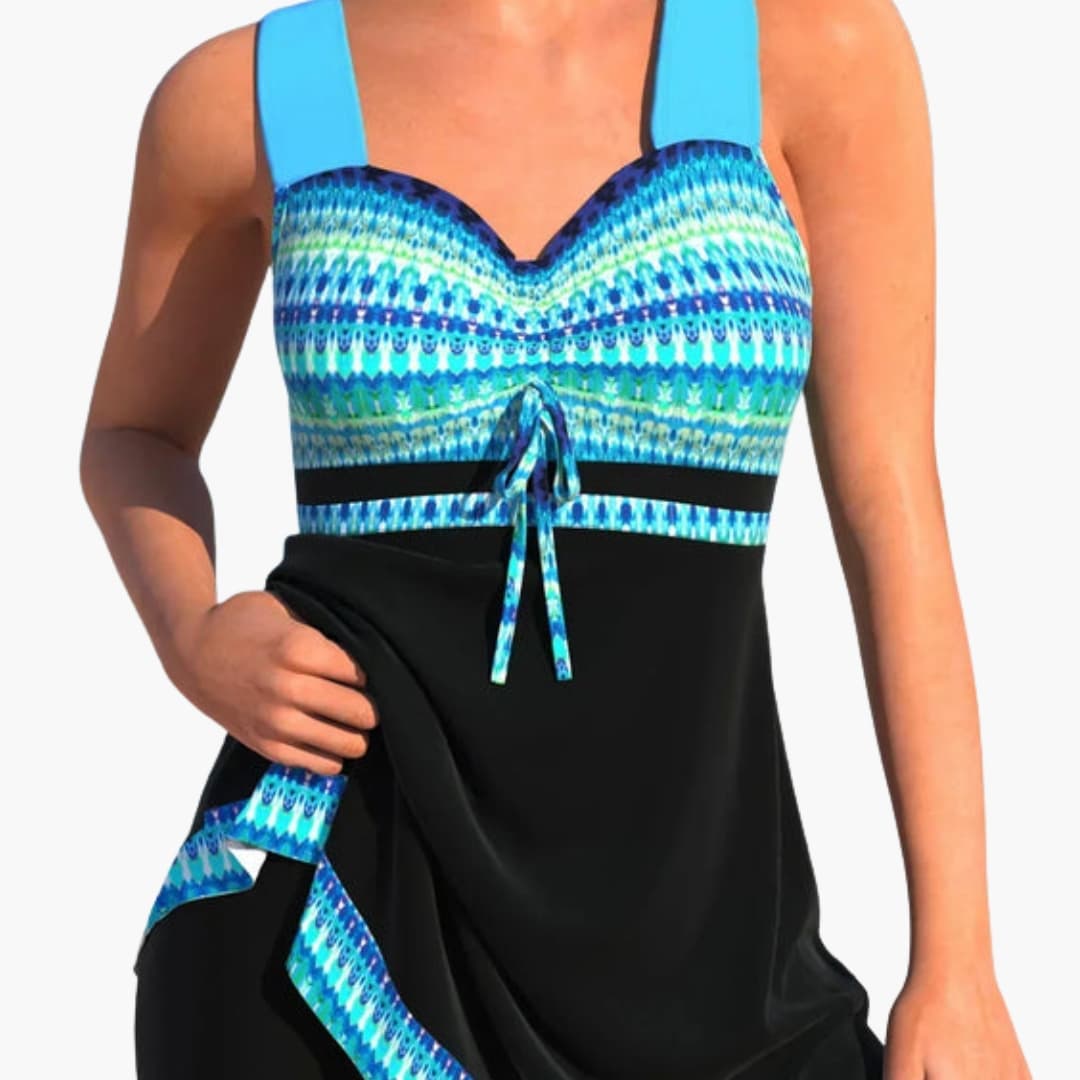 Women's Patchwork Tankini Swimsuit Set - VibreMode